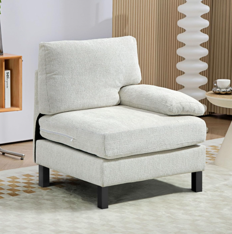 Light Grey Woven Modular Lounge Chair (Removable & Washable)